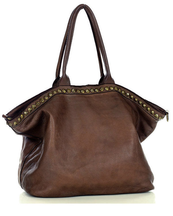 (outlet) Cassalle. Stor läderväska med axelrem, A4 XL, Boho