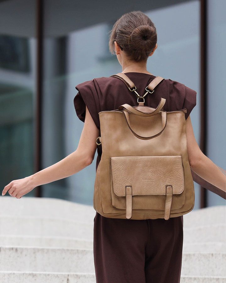 Carraca. Skórzana torba na ramię tote plecak w jednym