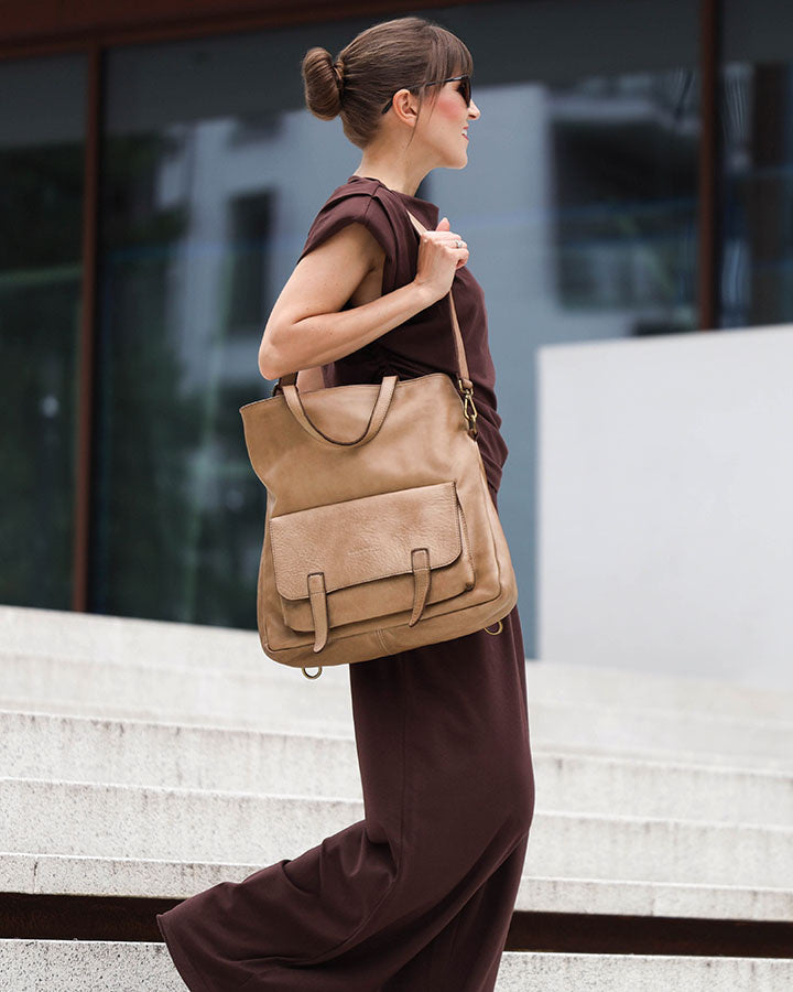 Carraca. Skórzana torba na ramię tote plecak w jednym