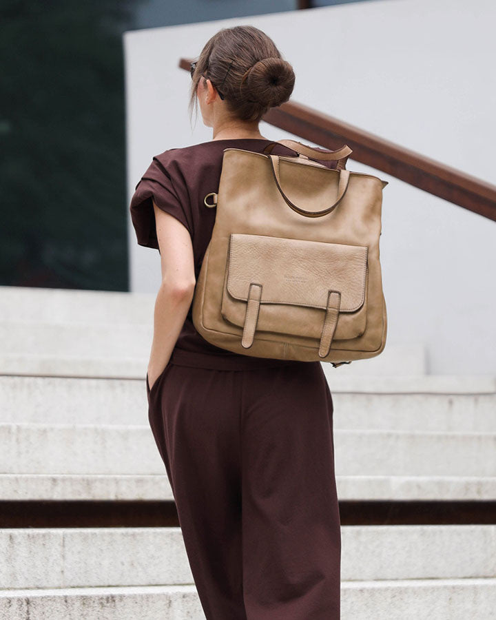 Carraca. Skórzana torba na ramię tote plecak w jednym