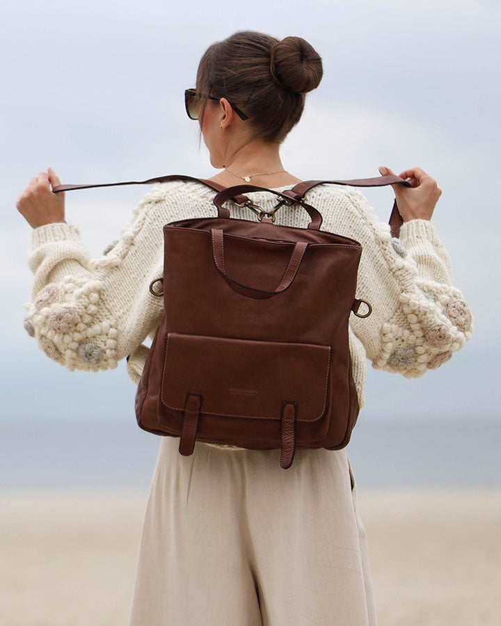 Carraca. Skórzana torba na ramię tote plecak w jednym