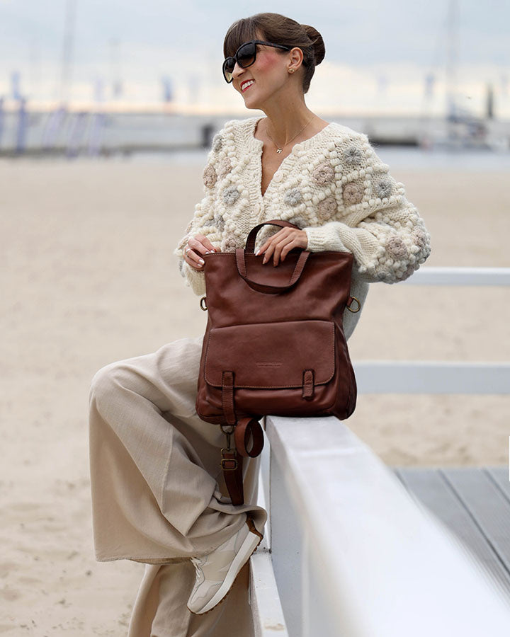 Carraca. Skórzana torba na ramię tote plecak w jednym