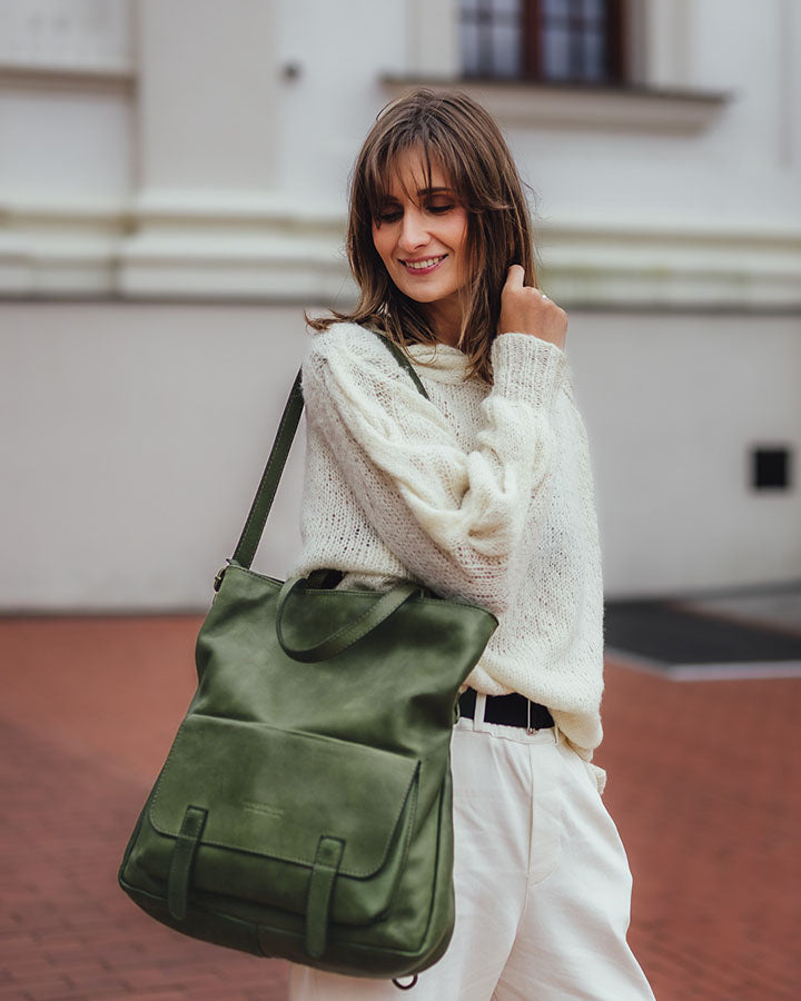 Carraca. Skórzana torba na ramię tote plecak w jednym