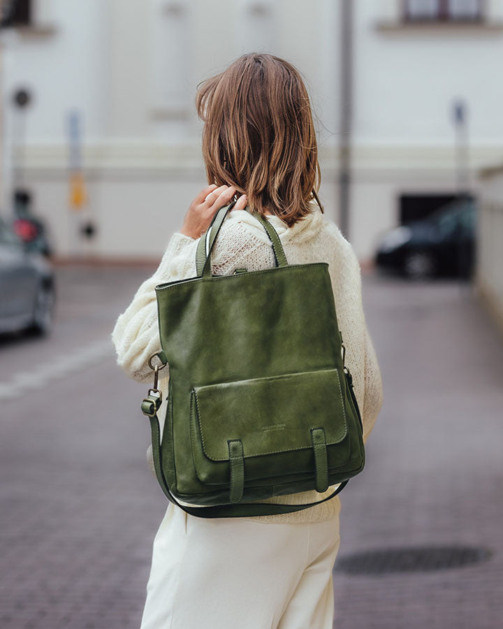 Carraca. Skórzana torba na ramię tote plecak w jednym