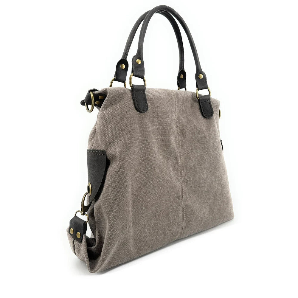 KOUKO HOBO Duża damska torba na ramię XXL z grubej bawełny i skóry