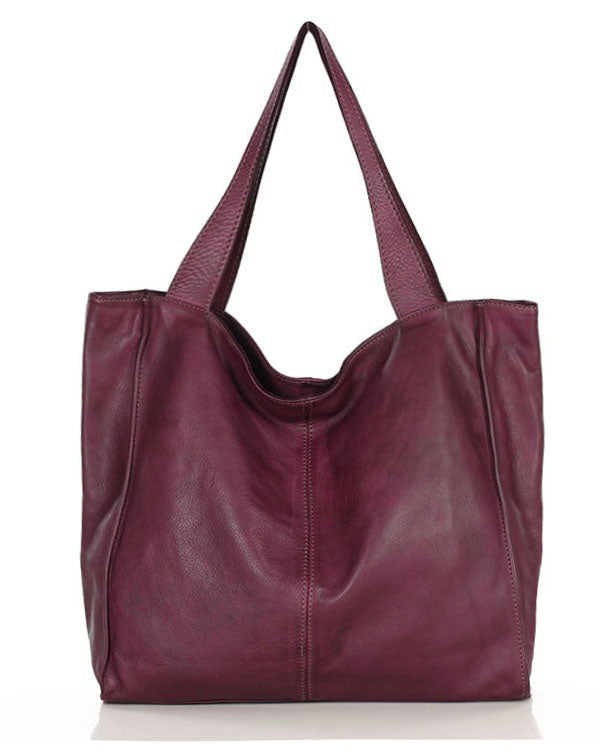 (Outlet) Arreto ● Classic Italian leather shoulder bag for women, burgundy
