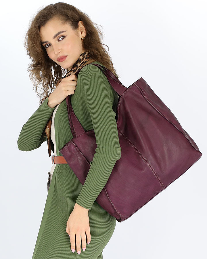 Arreto ● Klasyczna włoska skórzana torba na ramię shoperka damska