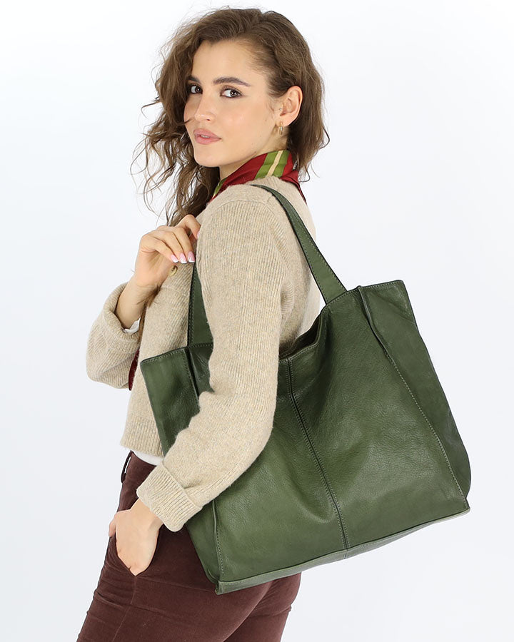 Arreto ● Klasyczna włoska skórzana torba na ramię shoperka damska