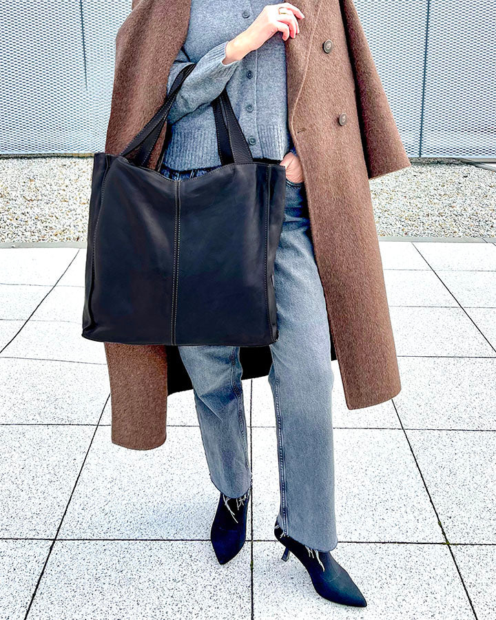 Arreto ● Klasyczna włoska skórzana torba na ramię shoperka damska