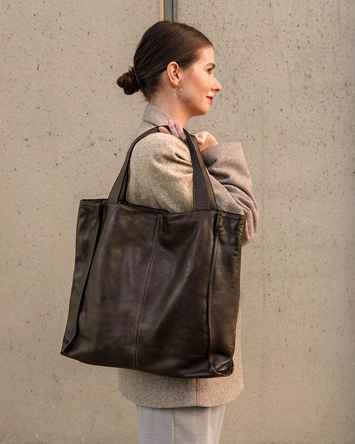 Arreto ● Klasyczna włoska skórzana torba na ramię shoperka damska