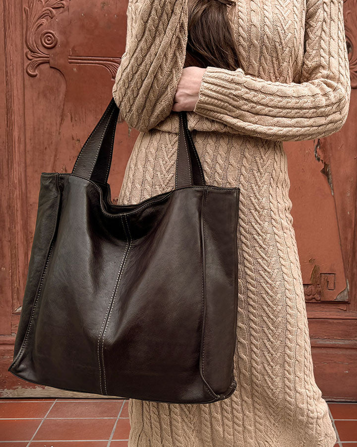 Arreto ● Klasyczna włoska skórzana torba na ramię shoperka damska