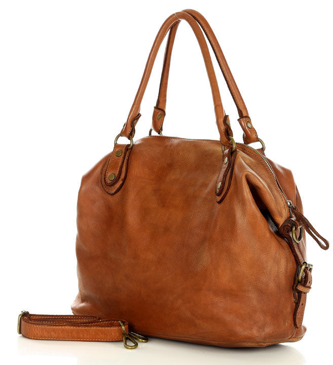 BOWLER ALIGERI. Women's XXL leather bowling bag, A4 size