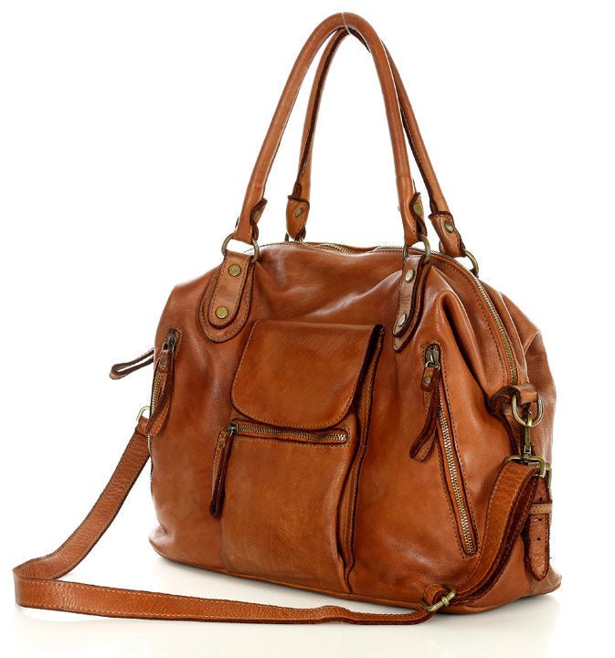 BOWLER ALIGERI. Women's XXL leather bowling bag, A4 size