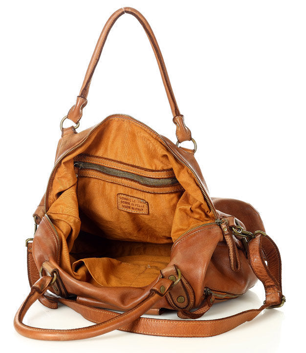 BOWLER ALIGERI. Women's XXL leather bowling bag, A4 size