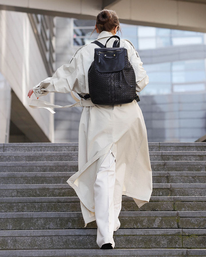 Balos. Small women's city backpack in woven leather