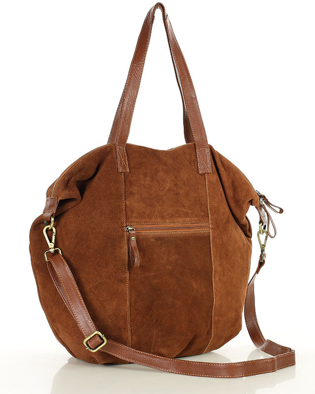 shopper bag CANDINI GRANDE Sue. Damska torba na ramię z włoskiego zamszu