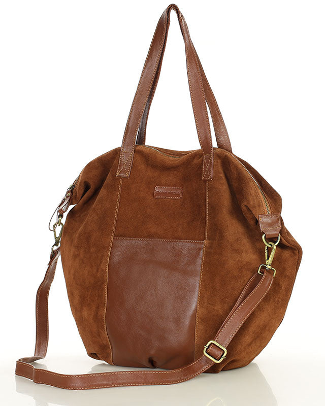 shopper bag CANDINI GRANDE Sue. Damska torba na ramię z włoskiego zamszu