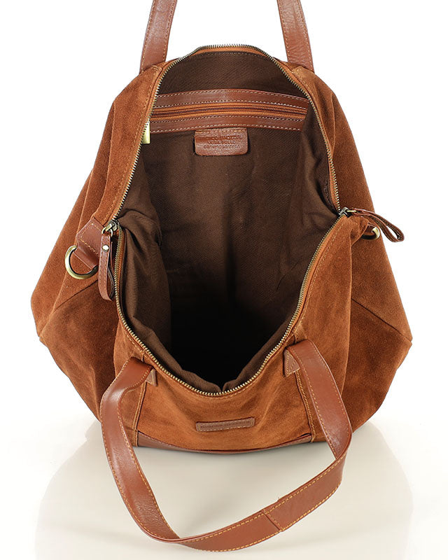 shopper bag CANDINI GRANDE Sue. Damska torba na ramię z włoskiego zamszu