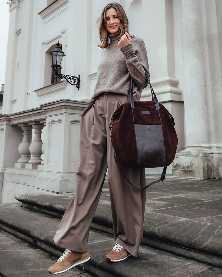 shopper bag CANDINI GRANDE Sue. Damska torba na ramię z włoskiego zamszu