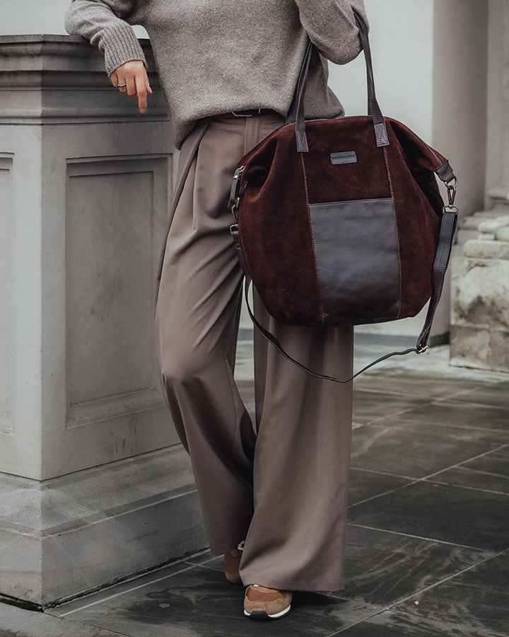 shopper bag CANDINI GRANDE Sue. Damska torba na ramię z włoskiego zamszu