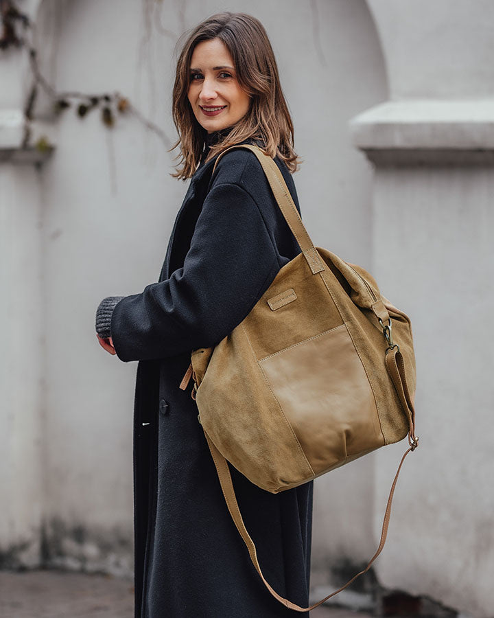 shopper bag CANDINI GRANDE Sue. Damska torba na ramię z włoskiego zamszu