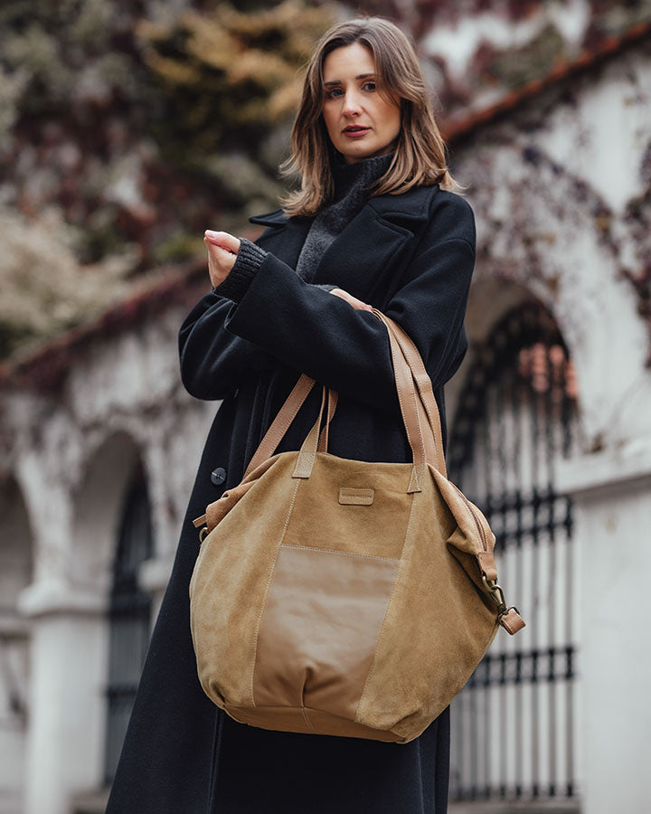 shopper bag CANDINI GRANDE Sue. Damska torba na ramię z włoskiego zamszu
