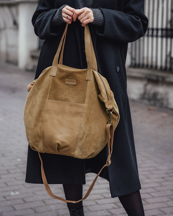 shopper bag CANDINI GRANDE Sue. Damska torba na ramię z włoskiego zamszu
