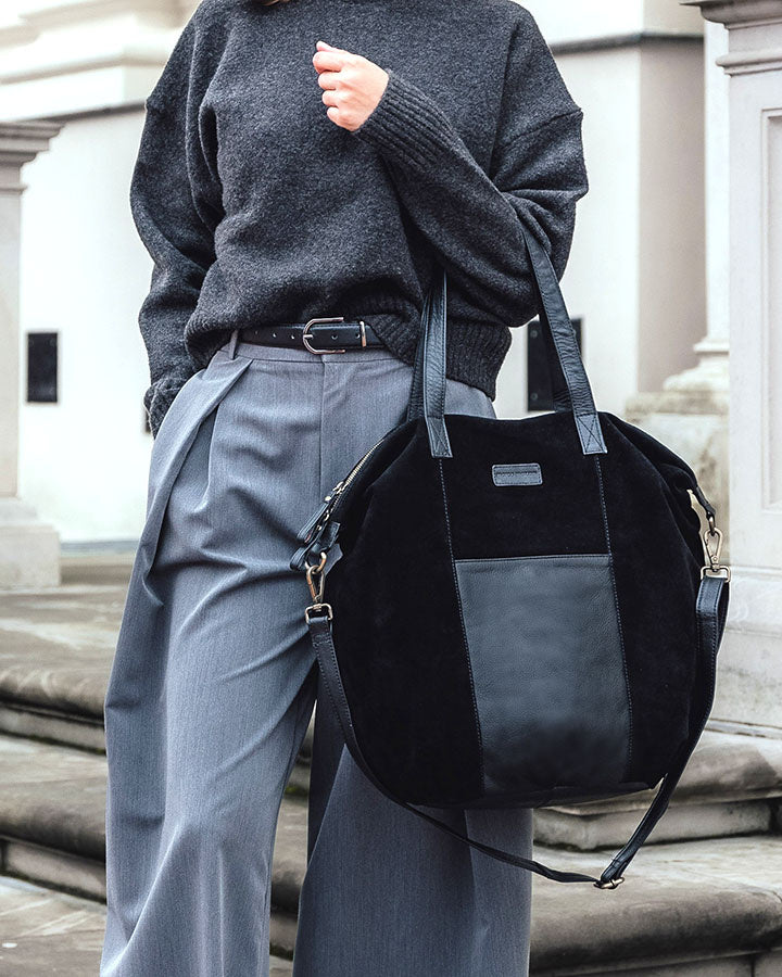 shopper bag CANDINI GRANDE Sue. Damska torba na ramię z włoskiego zamszu