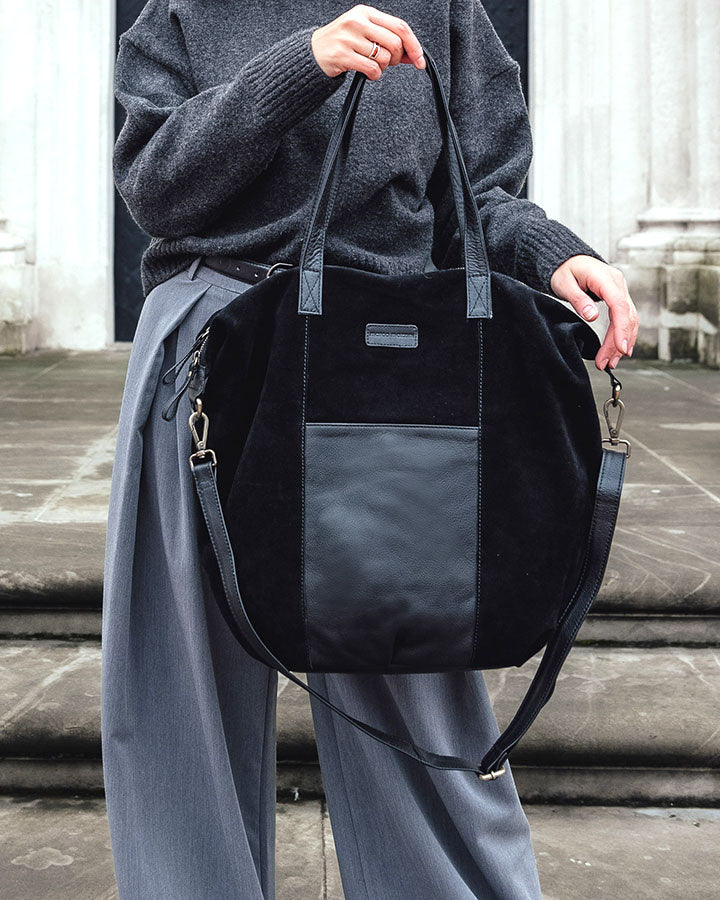 shopper bag CANDINI GRANDE Sue. Damska torba na ramię z włoskiego zamszu