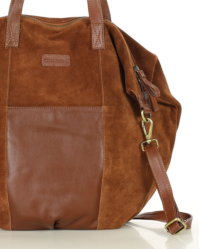 shopper bag CANDINI GRANDE Sue. Damska torba na ramię z włoskiego zamszu