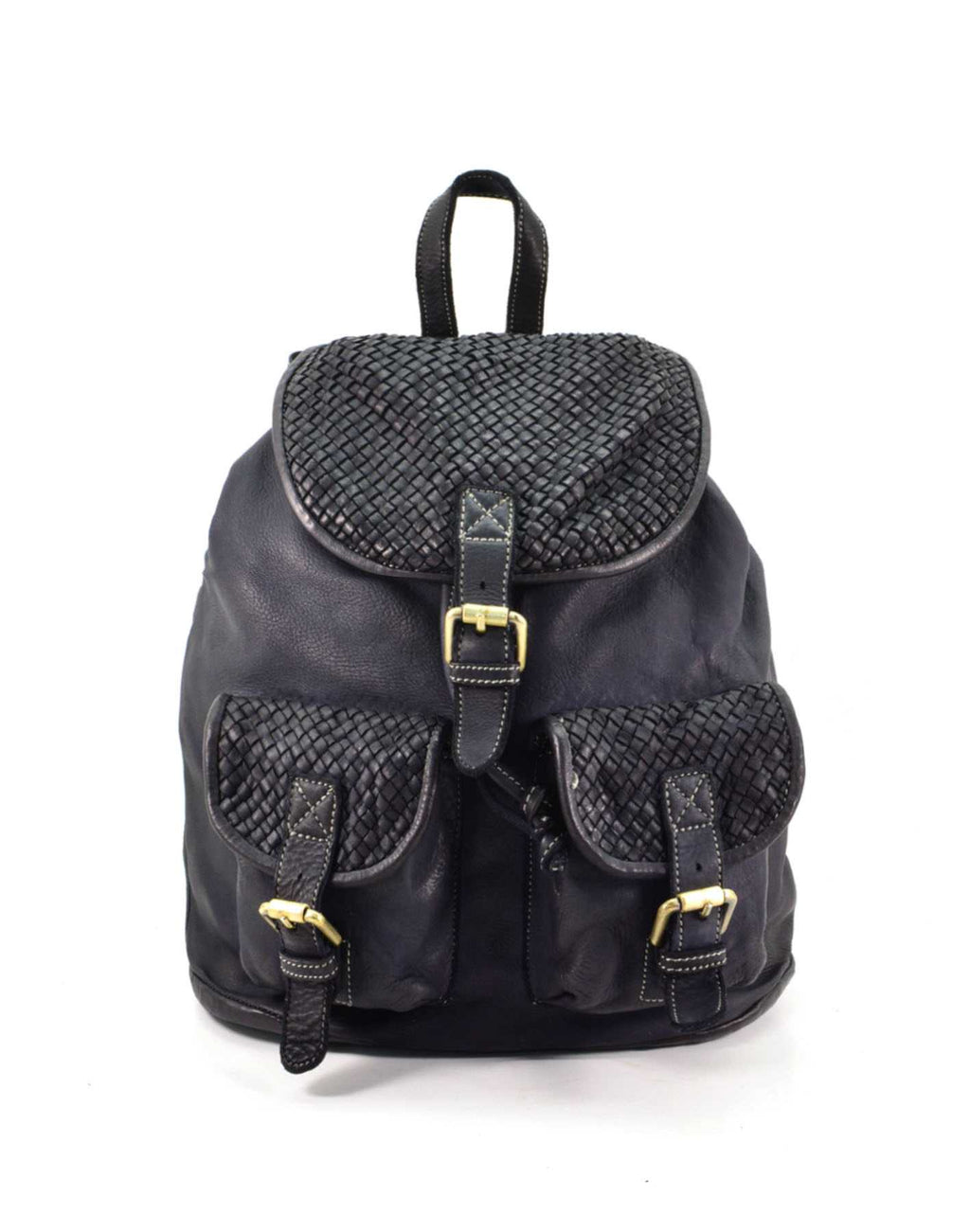 Buscemi ● Klassisk unisex läderryggsäck med retroflik