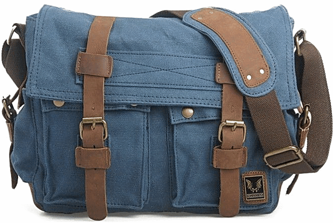 ADVENTURE – torba na ramię w stylu vintage z canvas dla kobiet i mężczyzn niebieski