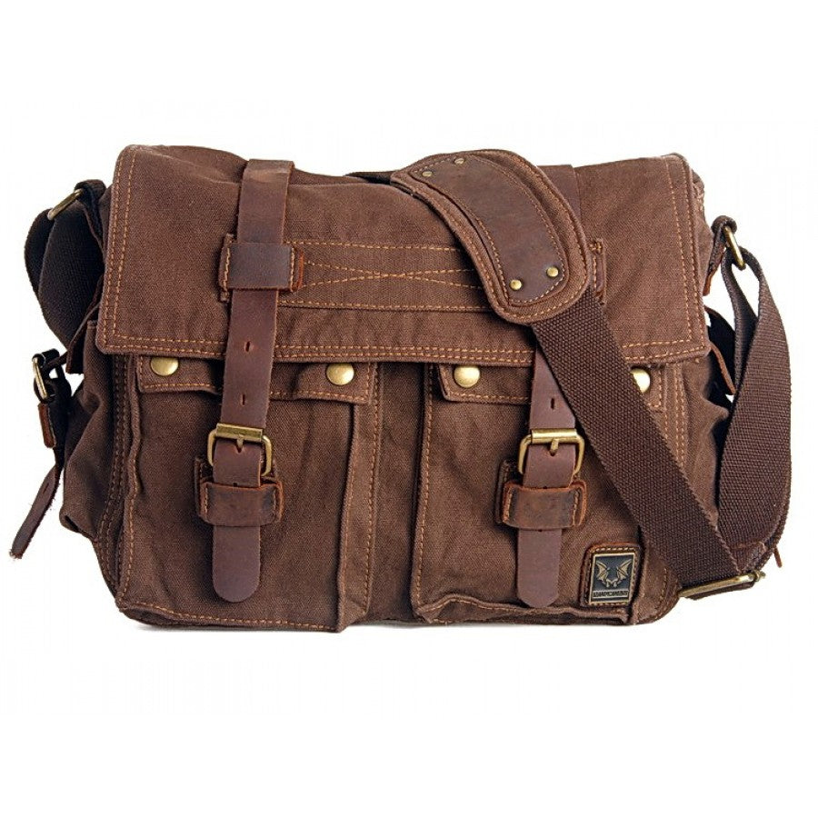 ADVENTURE – torba na ramię w stylu vintage z canvas dla kobiet i mężczyzn brown