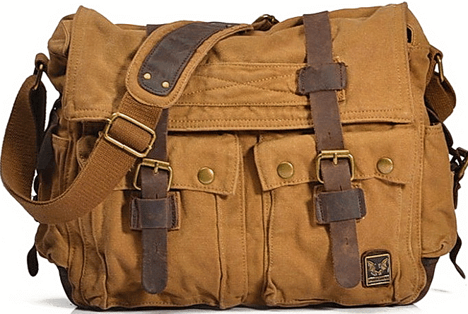 ADVENTURE – torba na ramię w stylu vintage z canvas dla kobiet i mężczyzn khaki pustynne