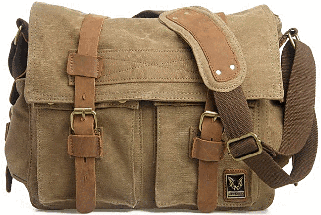 ADVENTURE – torba na ramię w stylu vintage z canvas dla kobiet i mężczyzn kawa z mlekiem
