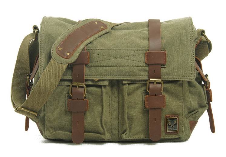 ADVENTURE – torba na ramię w stylu vintage z canvas dla kobiet i mężczyzn armygreen