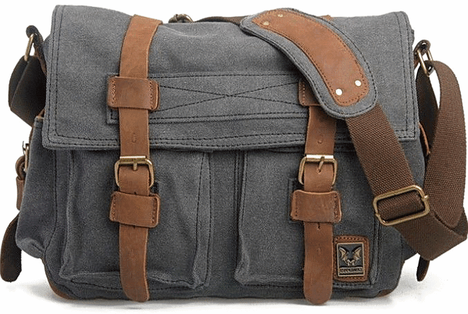 ADVENTURE – torba na ramię w stylu vintage z canvas dla kobiet i mężczyzn ciemnoszary