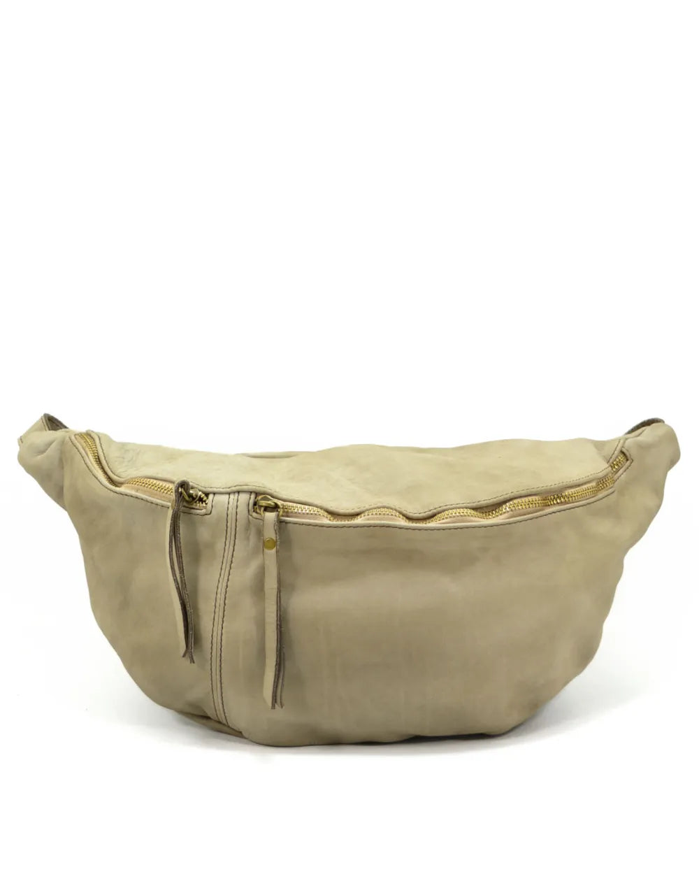 Beige-taupe women's belt bag made of natural Italian leather