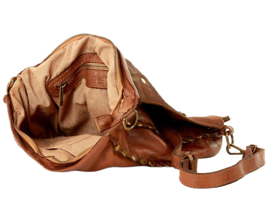 interior of a women's vintage BOHO leather backpack