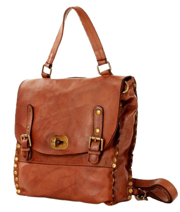 Women's vintage and boho style calf leather backpack Lavata