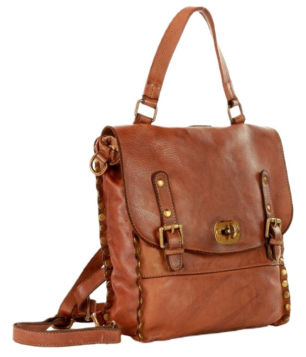 Large vintage BOHO leather women's backpack for work and everyday use
