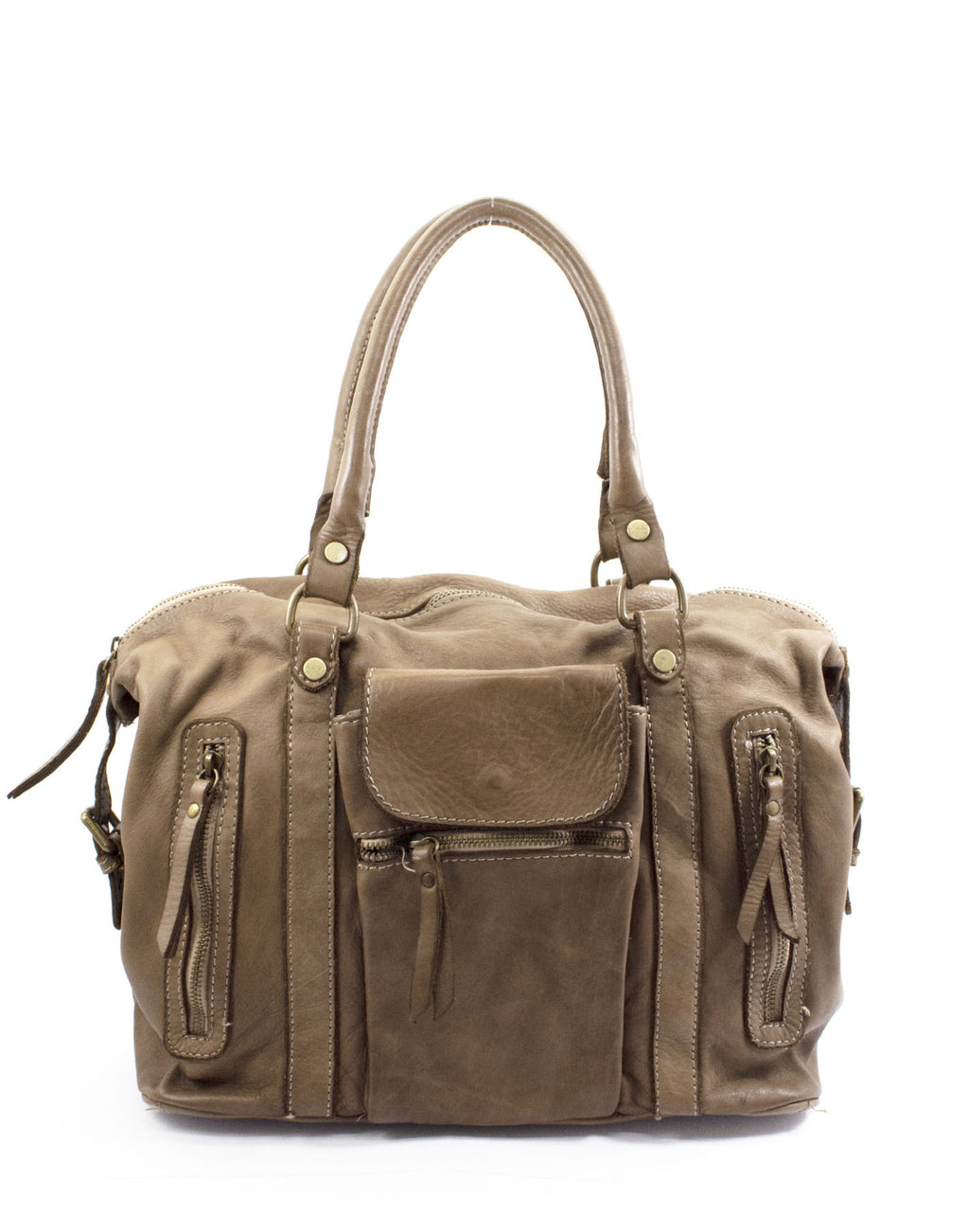 BOWLER MARCIANO● Damska skórzana torba na ramię typu bowling bag vintage brązowa lub czarna