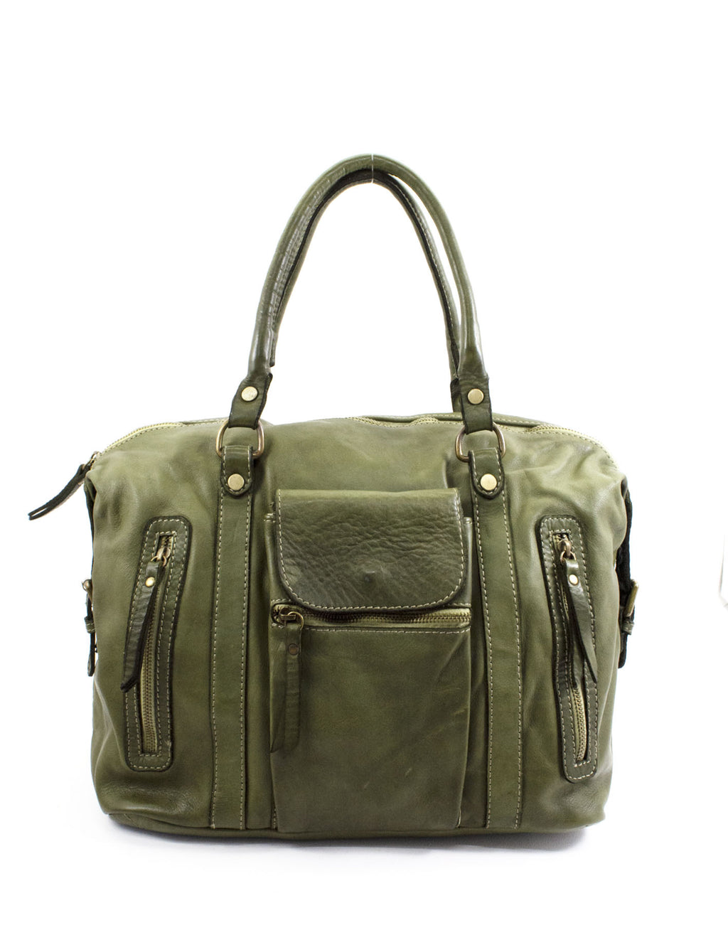 BOWLER MARCIANO● Damska skórzana torba na ramię typu bowling bag vintage brązowa lub czarna