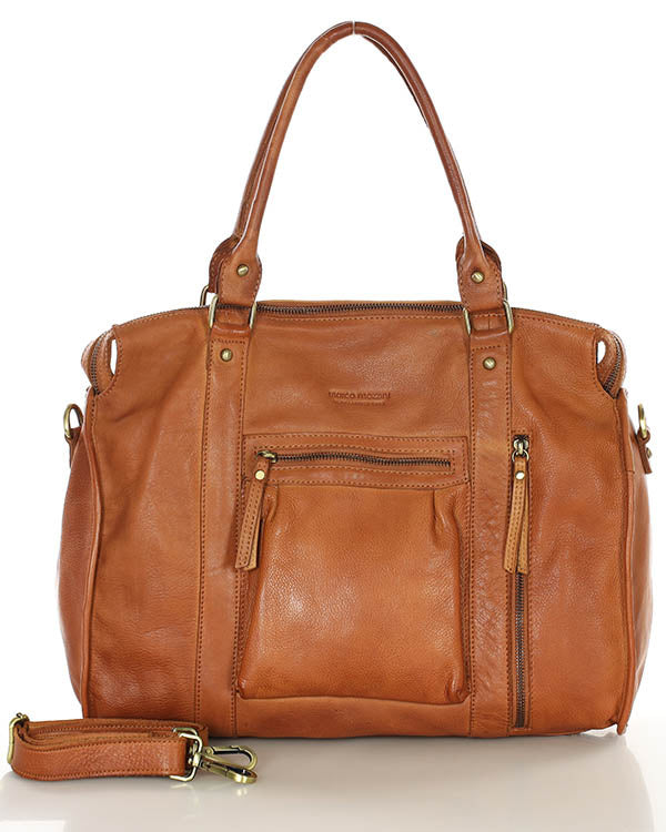 BOWLER TITIANO. Women's leather shoulder bag - bowling bag vintage