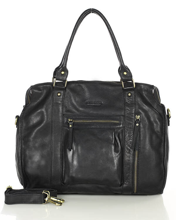 BOWLER TITIANO. Women's leather shoulder bag - bowling bag vintage