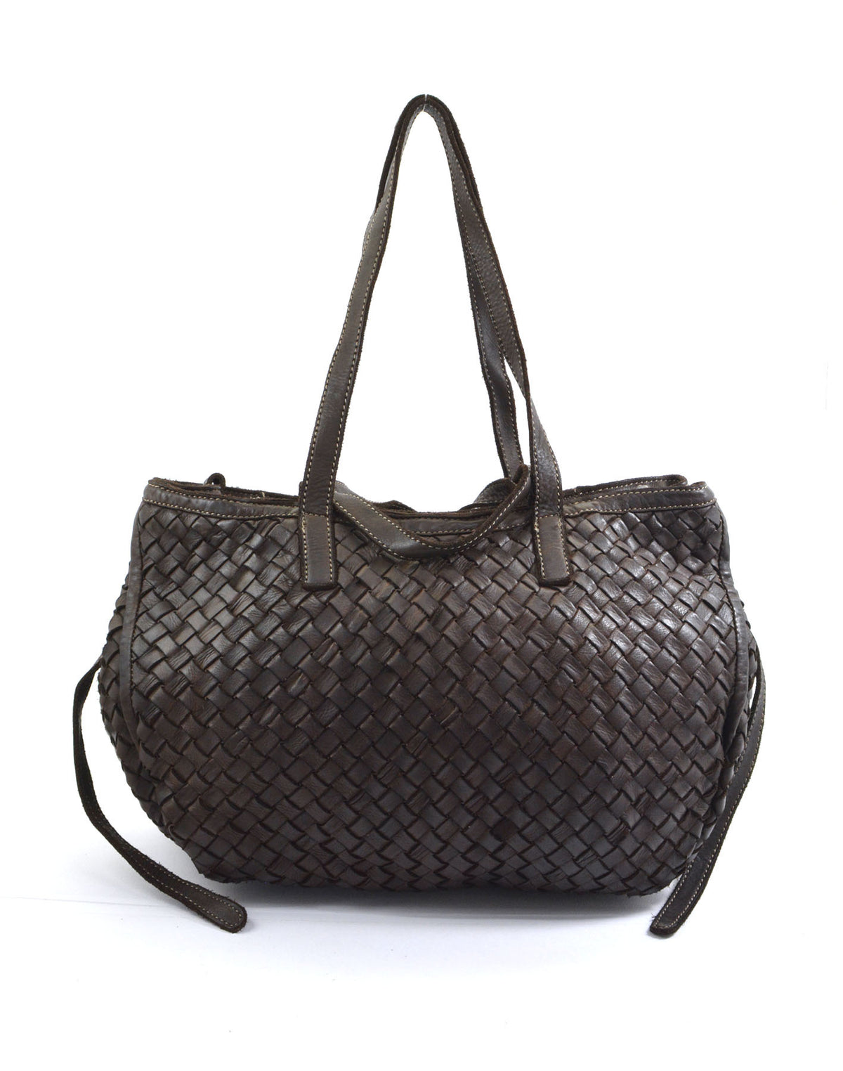 Brązowa damska torba shopper z włoskiej skóry Lavata o miękkiej formie i fakturze inspirowanej stylem vintage.
