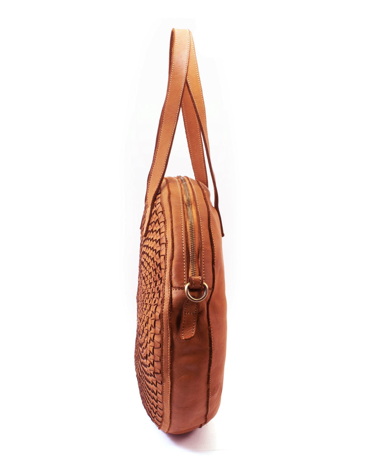 Sac à main ovale en cuir marron pour femme
