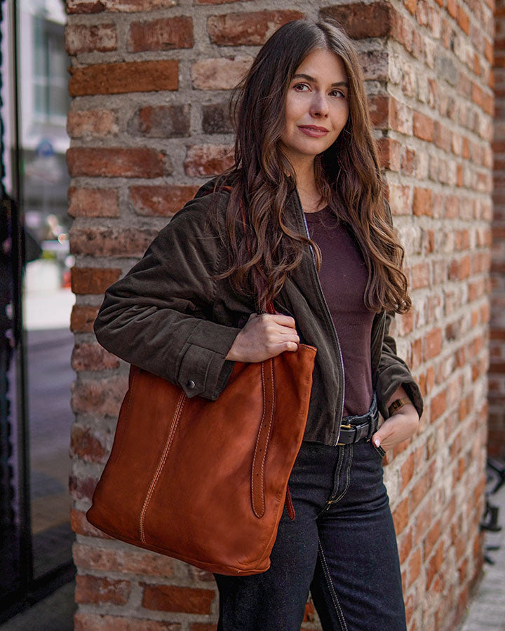 tote bag CANTATA klasyczna włoska torba Tote Bag z naturalnej skóry z regulowanymi uchwytami