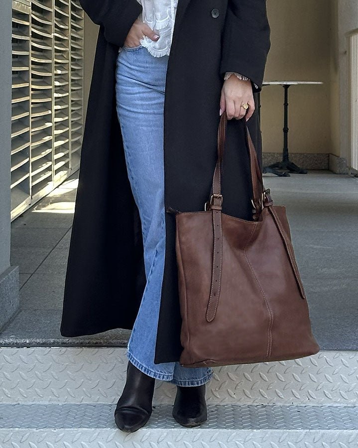 tote bag CANTATA klasyczna włoska torba Tote Bag z naturalnej skóry z regulowanymi uchwytami