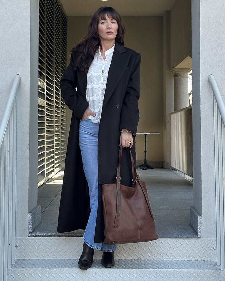 tote bag CANTATA klasyczna włoska torba Tote Bag z naturalnej skóry z regulowanymi uchwytami